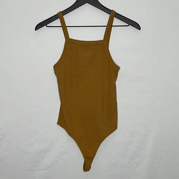 BP. Square Neck Tank Style Ribbed Bodysuit in Camel - NEW - Size XS - Picture 1 of 6